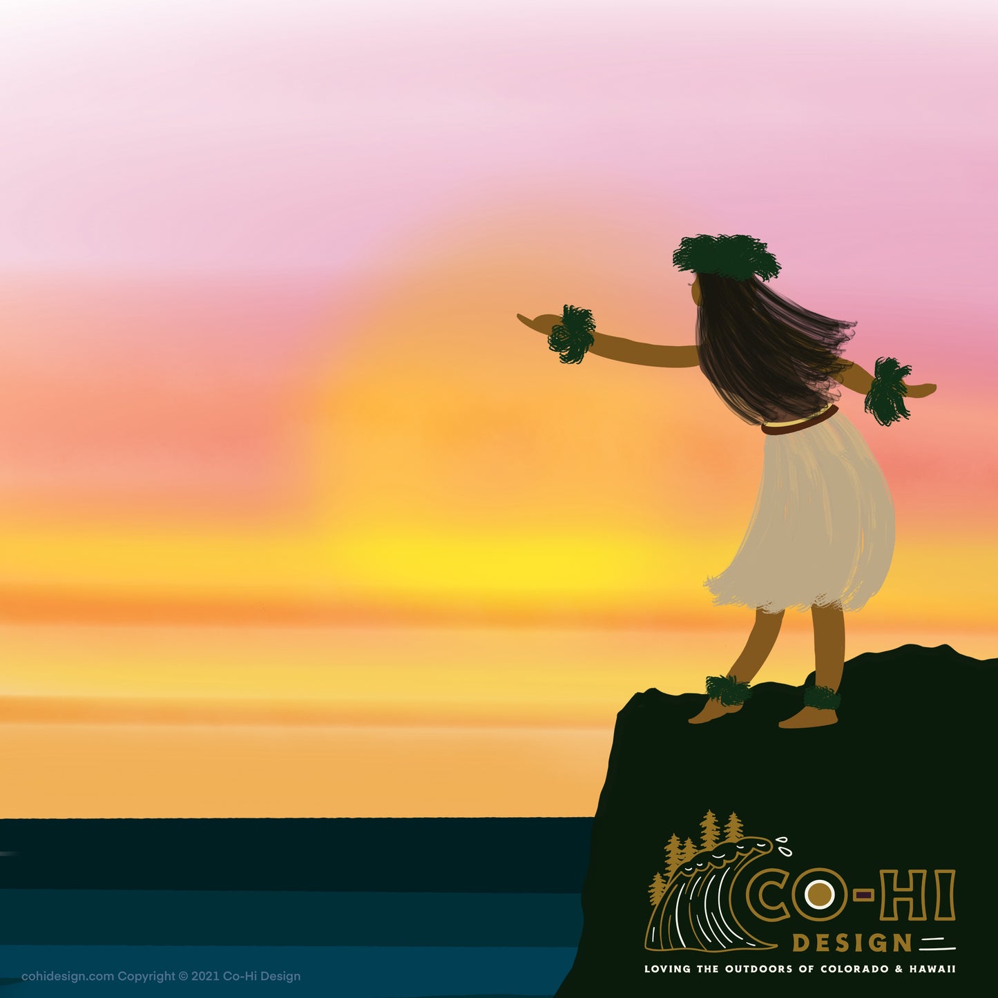 Sunset Hula || 12 X 12 Matte Print