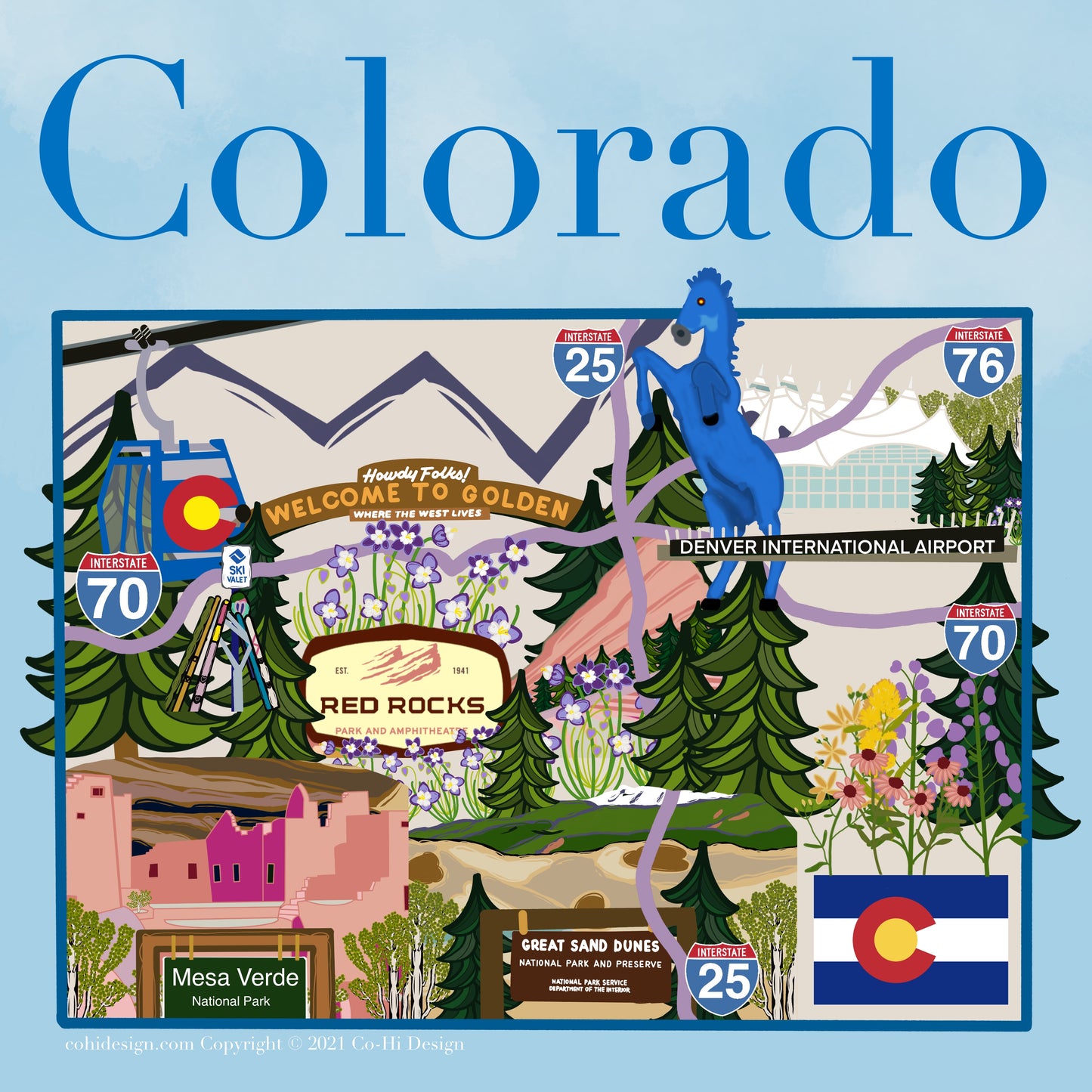 Colorado Roadtrip Map || White T-Shirt