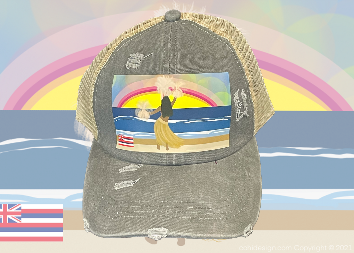 Sunset Hula || Ponytail Hat