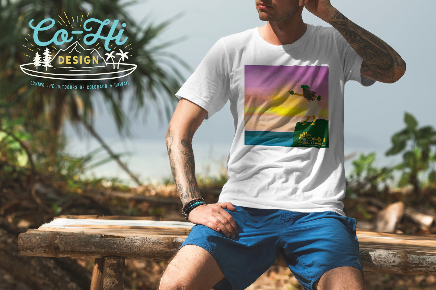 Sunset Hula || White T-Shirt