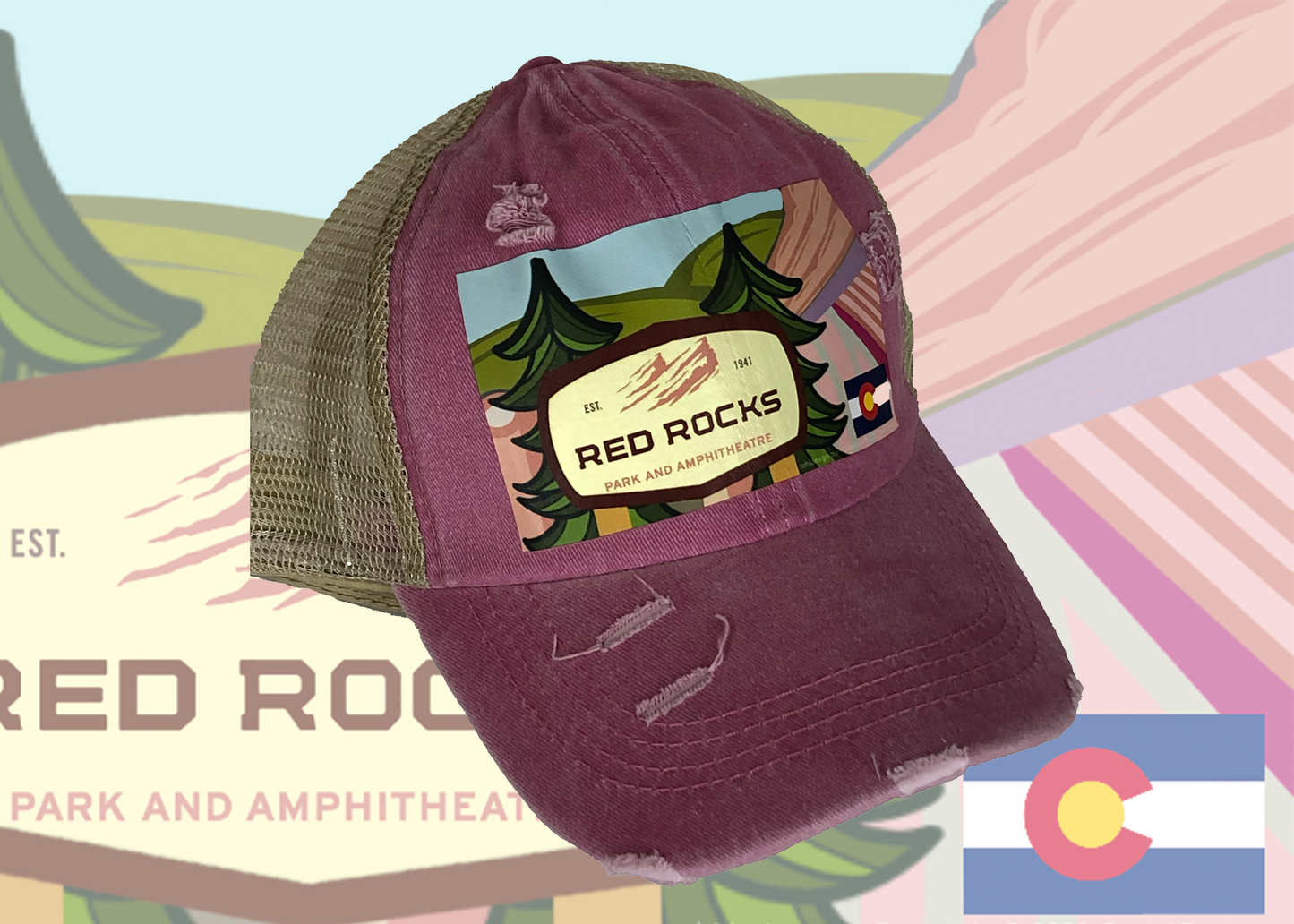 Red Rocks Tickled Pink || Ponytail Hat