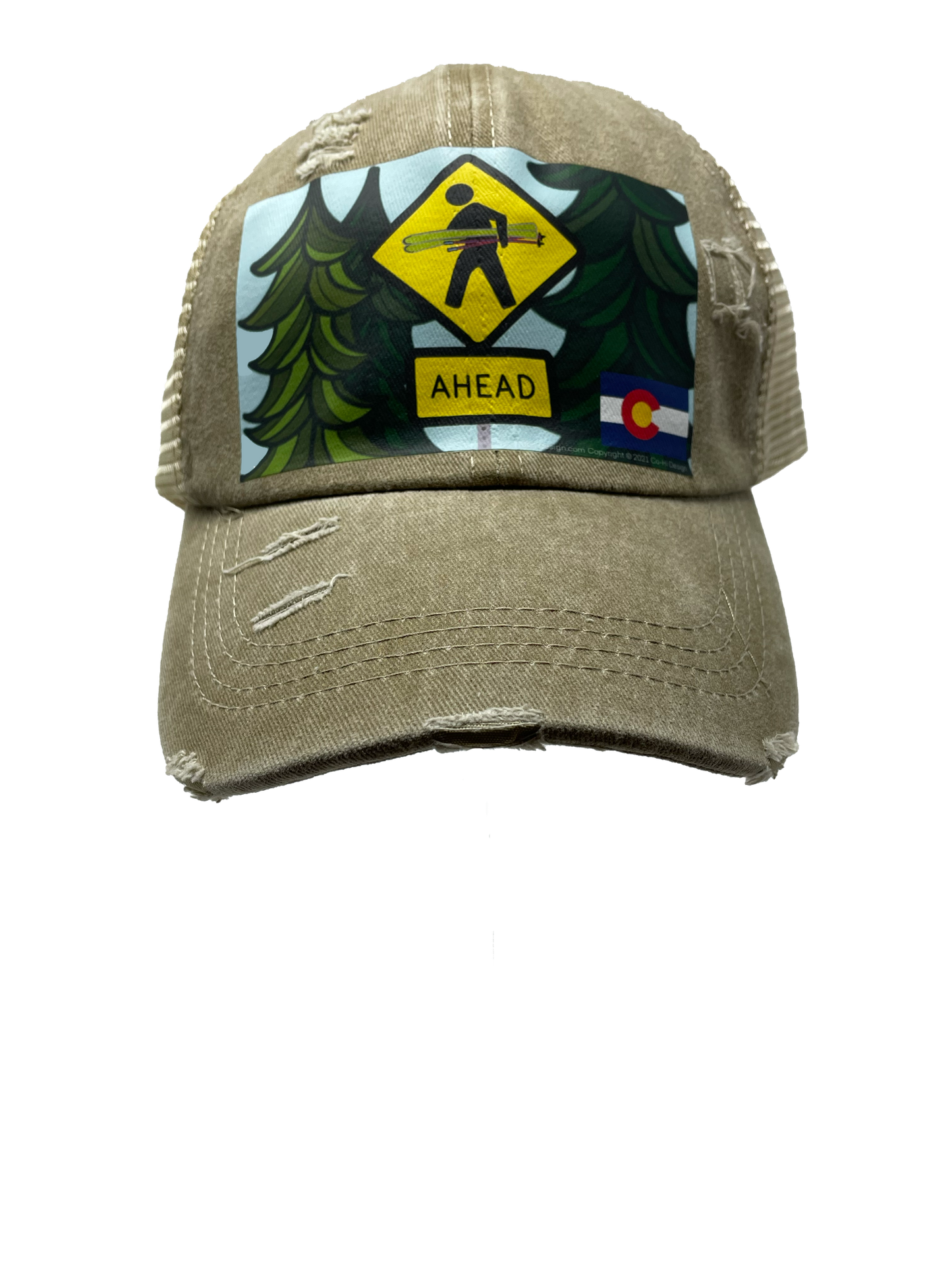 Skier Crossing Co-Hi || Ponytail Hat