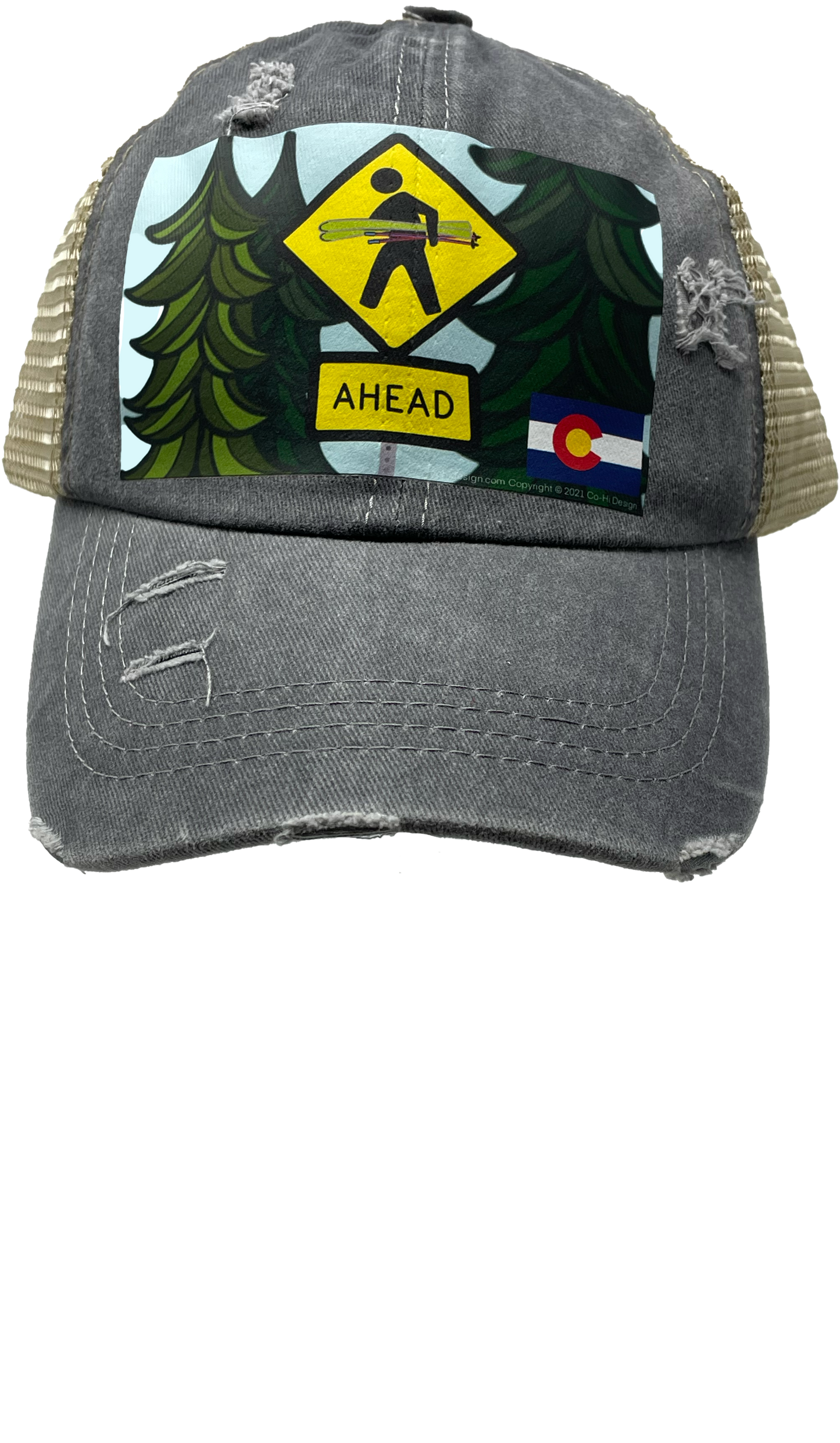 Skier Crossing Co-Hi || Ponytail Hat